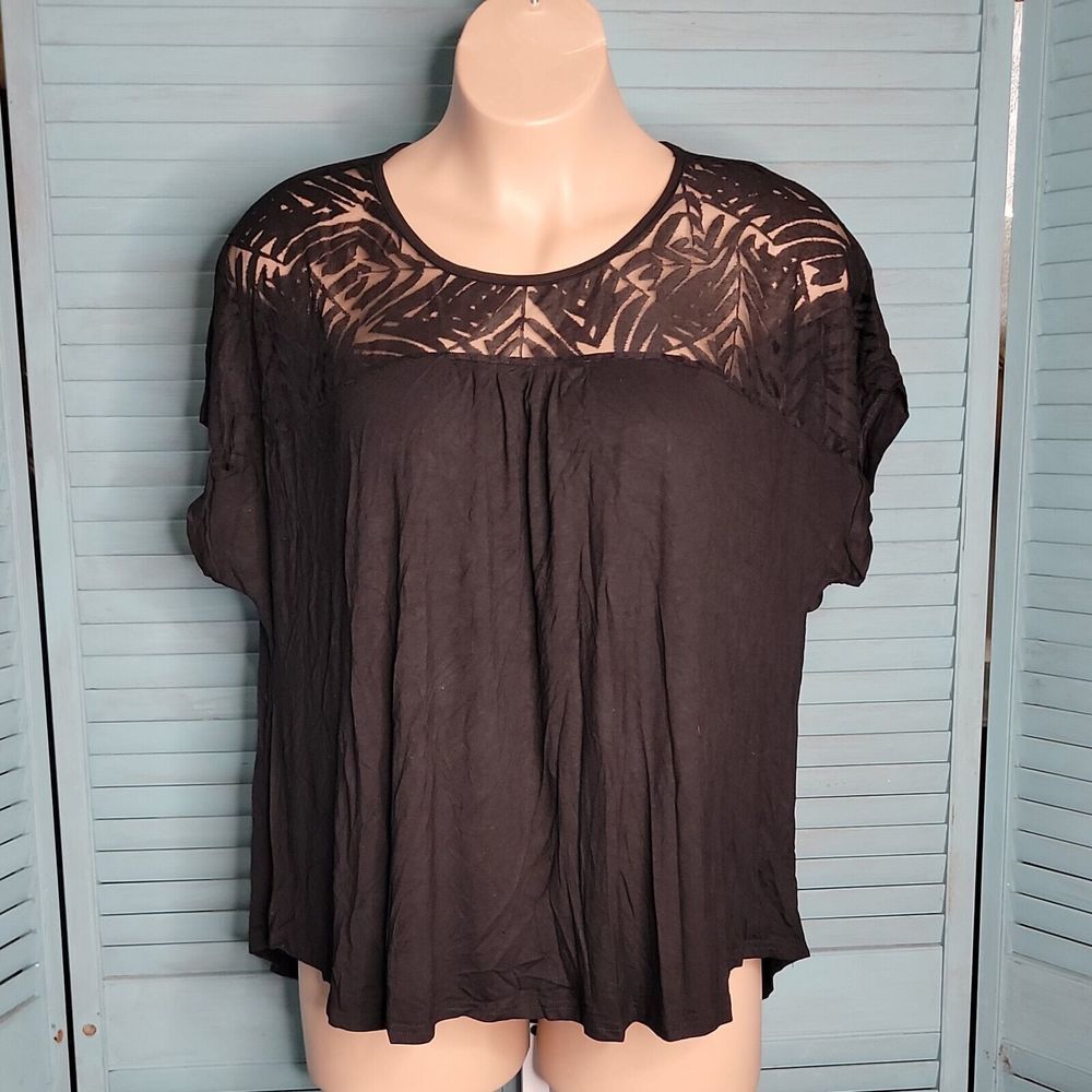 Yoins Our Inspiration Black Short Sleeve Blouse Sz 3XL Black